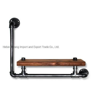 Industrial Wall Mount Iron Pipe Shelf for DIY Room Furniture