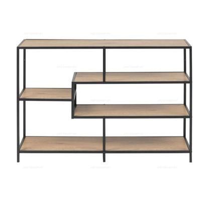 Industrial Wooden Shelf Modern Living Room 4-Tier Bookshelf