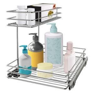 2 Tier Stainless Steel Sliding Under Kitchen Sink Storage Rack