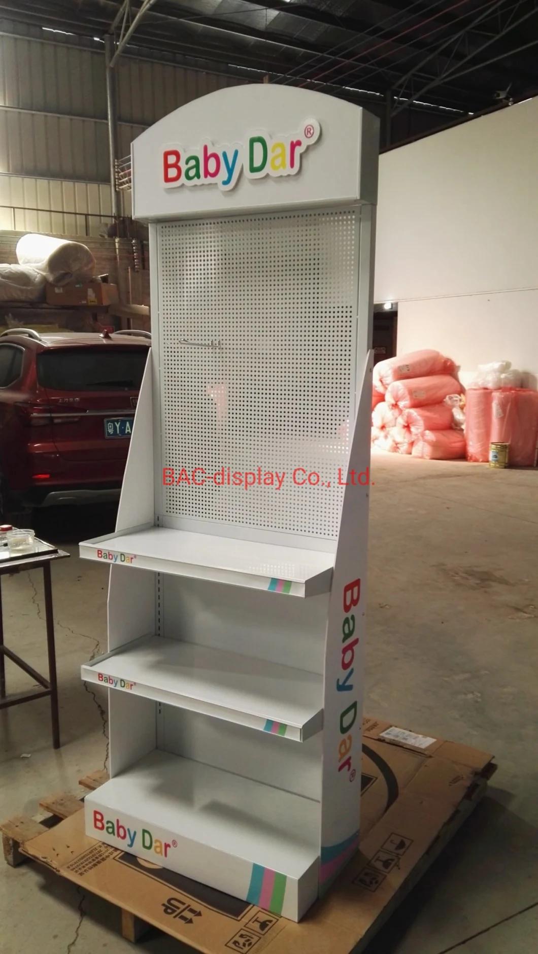 Supermarket Custom Floor Standing Metal Grid Shelf Store Food and Beverage Display Rack