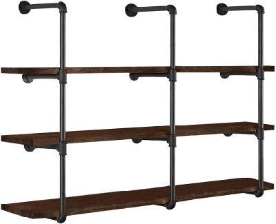 (42&quot; Tall 12&quot; Deep) Black Vintage Retro Industrial Iron Pipe Shelves