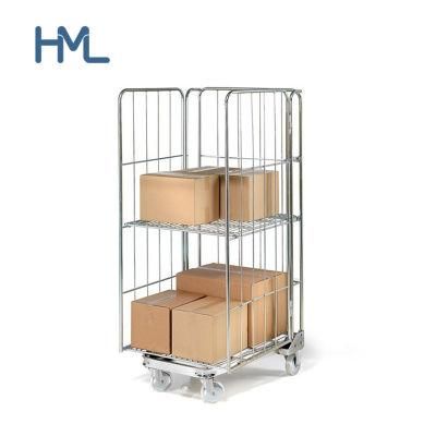 Warehouse Industrial Goods Transport Galvanized Steel Wire Mesh Roller Cages