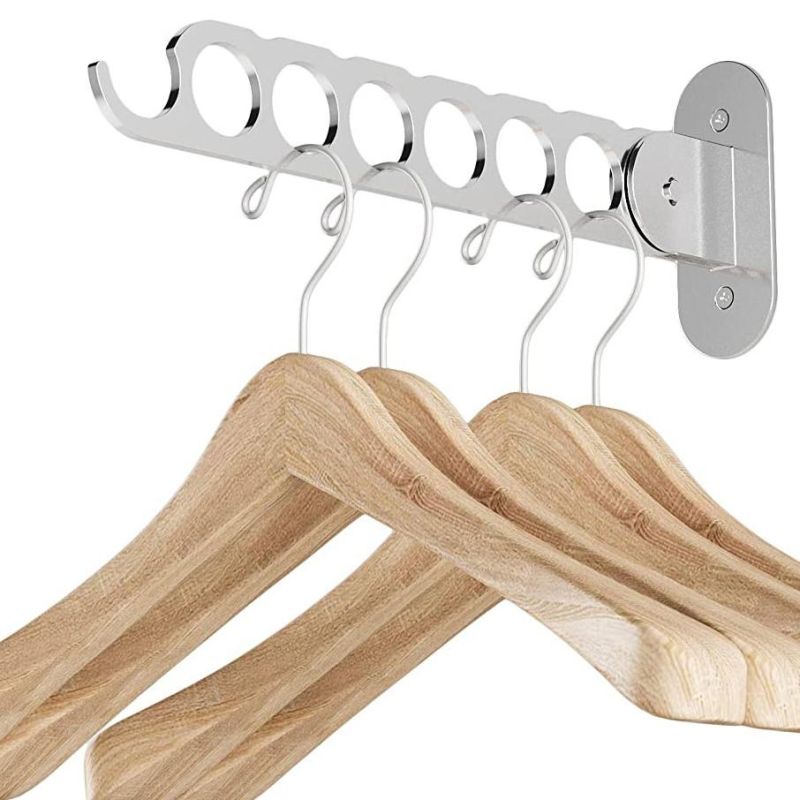 Metal Stainless Steel Clothes Rack, Wall Mounted Closet Organizers and Storage for Wardrobe, 14.5" Folding Hanger Rack