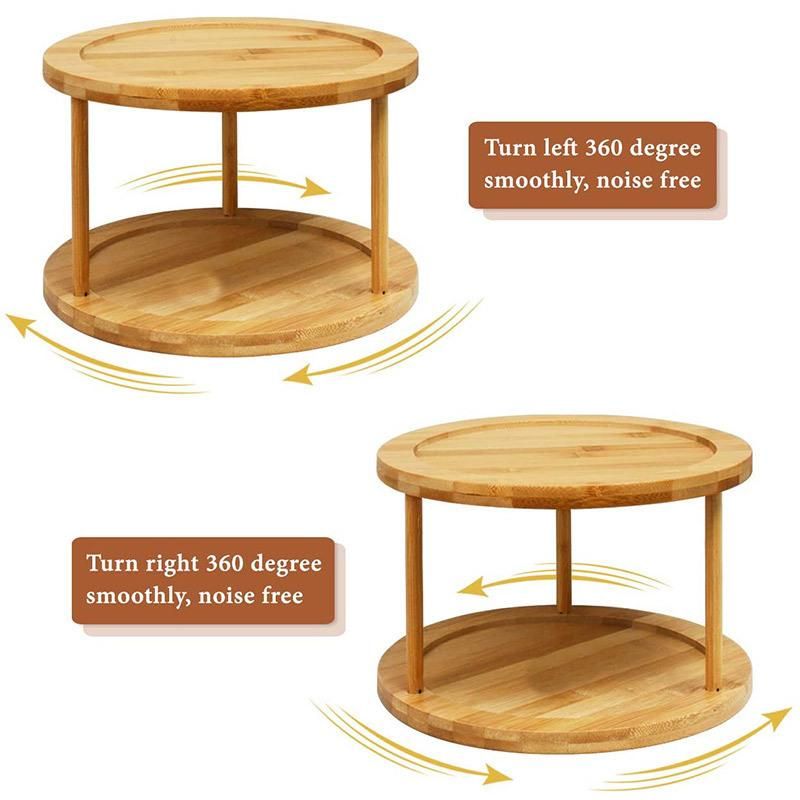 Bamboo Metal Wooden Rotating Magnetic Organizer Kitchen Wine Glass Spice Rack with Water Bottle