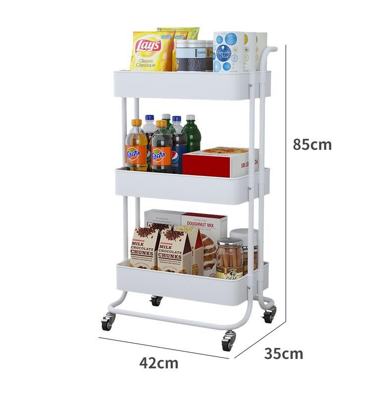 Three Tiers Iron Kitchen Moving Fruit and Vegetable Storage Rack with Wheels Storage Holders & Racks for Kitchen Kithen Fruit Rack