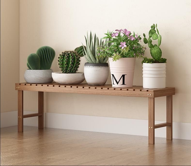 Flower Shelf Balcony Anticorrosive Solid Wood Decoration Floor Type Indoor Multi-Layer Fleshy Green Radish Living Room Storage Flower Pot Rack