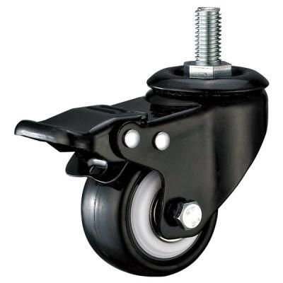 Swivel Caster Wheel with Brake Threaded Stem for Rack Shelf