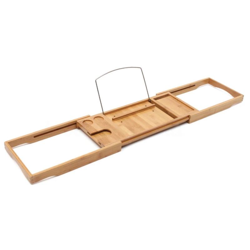 Adjustable Wooden Bamboo Bathtub Storage Rack Caddy Shelf Tub Tray Holder Stand