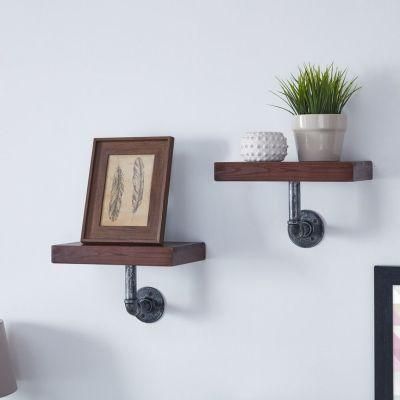 Black Industrial Pipe Floating Wall Mounted Pipe Brackets for Steampunk Home Decor