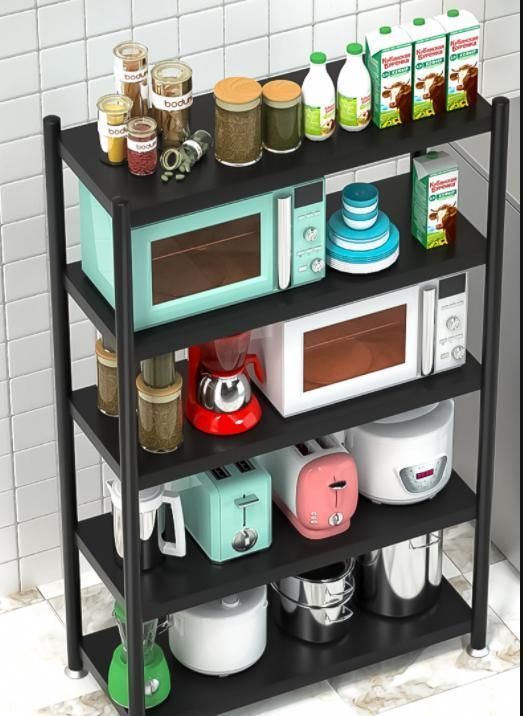 Stainless Steel Kitchen Shelf Floor Type Multi-Layer Storage Floor Type Multi-Function Microwave Oven Storage Shelf