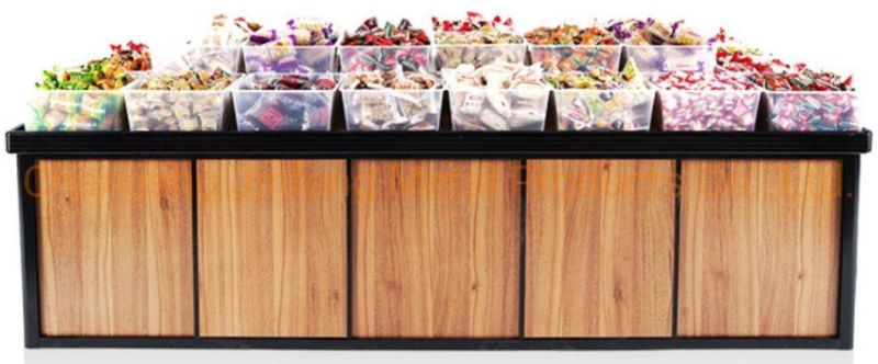 Supermarket Shelf Convenience Store Suger Display Stand with Wood