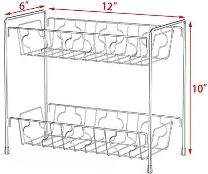 Spice Rack Organizer for Countertop 2 Tier Counter Shelf Standing Holder Storage for Kitchen Cabinet-Bronze