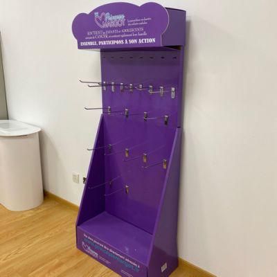 Cardboard Display Stand Electric Product Accessories Display Rack with Hooks