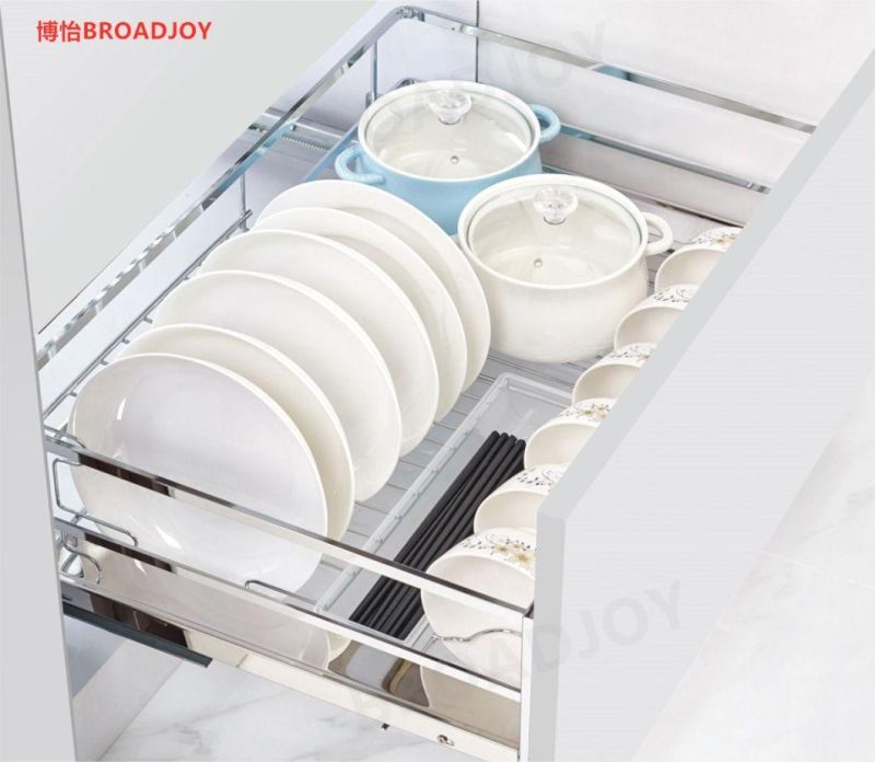 China Manufacture Kitchen Cabinet Accessory Stainless Steel 201 Utensils Dish Drying Drainer Storage Organizer Basket Holder Rack