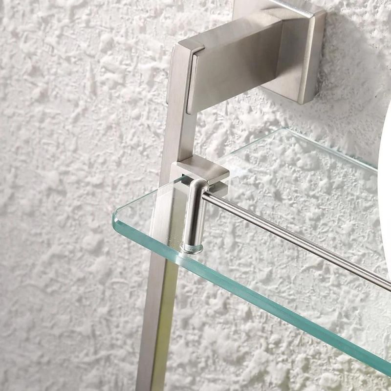 Tempered Glass Bathroom Shelf Wall Mounted Double Towel Rack