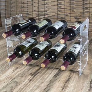 Freestanding Stackable 8 Bottle Organizer Display Red Wine Rack