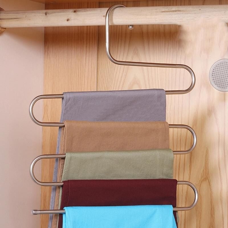 Multi-Layer Magic Non-Slip S-Shaped Stainless Steel Storage Multifunctional Pants Rack