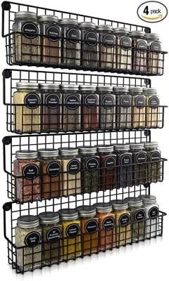 Farmhouse Style Hanging Spice Racks for Wall Mount - Easy to Install Set of 4 Space Saving Racks - The Ideal Seasoning Organizer for Your Kitchen