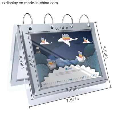 Clear Desk Acrylic Calendar Display Stand with PVC Holder