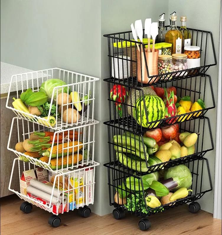 Kitchen Vegetable Racks Vegetable Racks Multi-Layer Floor-to-Ceiling Fruit and Vegetable Storage Baskets Fruit Storage Racks Household Vegetable Baskets with Wh