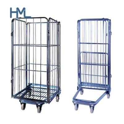 Welded Warehouse Logistics Folding Storage Steel Wire Mesh Roller Cage