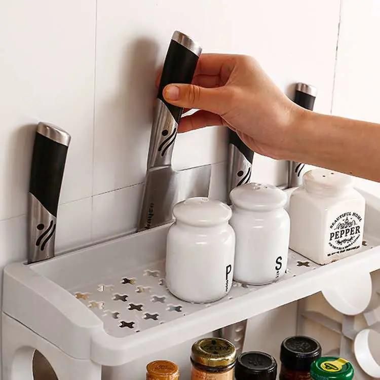 Amazon Top Selling 2 Tier Standing Spoon Holder Plastic Kitchen Utensil Spice Rack Storage Chopping Board and Knife