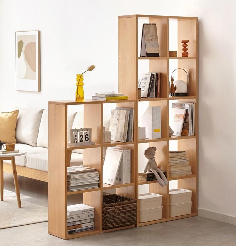 Solid Wood Bookshelf Beech Wood Living Room Display Stand Free Combination Shelf