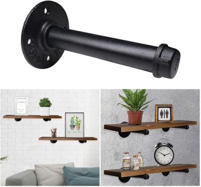 2 Tier Metal Rustic Vintage Pipe Shelf Bracket with Malleable Iron Pipe Flange and Cap