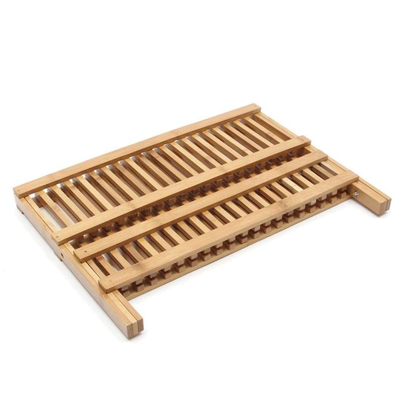 Bamboo Holder Stand Plates Drying Storage Kitchen Wood Tool Dish Drainer Rack Bh-4001