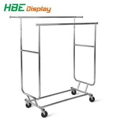 Double Sided Adjustable Collapsible Adjustable Chromed Garment Rack