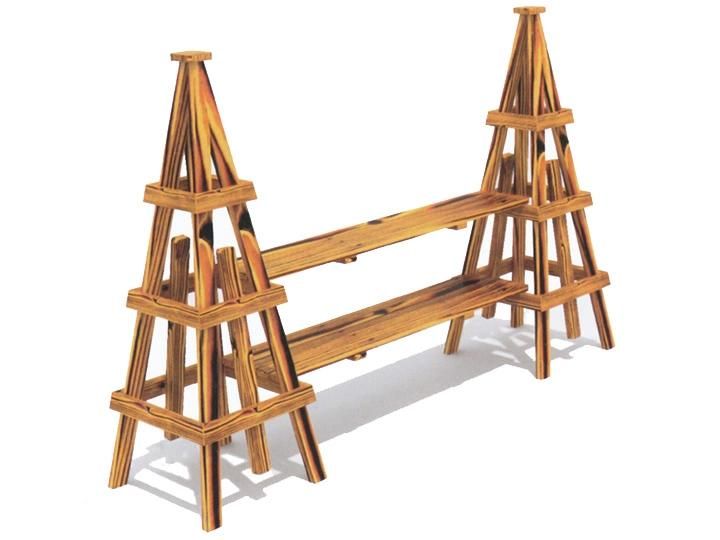 Backyard Carbonized Wood Plant Stand Flower Rack