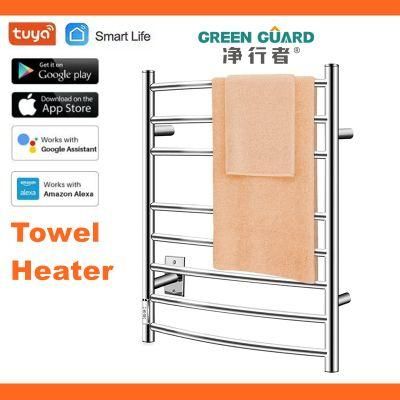 Chrome Surface Polish WiFi Smart Heating Towel Rack with WiFi Control for Bathroom Racks