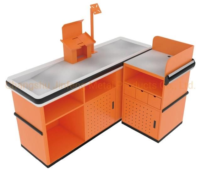 Supermarket Shelf Express Checkout Counter Metal Cashier Desk