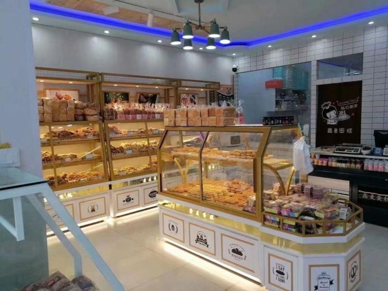 Modern Furniture Bakery Shop Furniture Food Shelf Cake Showcase Bread Display Stand Bread Display Rack for Warehouse and Supermarket or Store