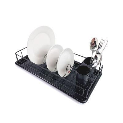 Kitchenware Metal Storage Shelf Plate Drainer Dish Drying Rack with Tray Utensil Holder