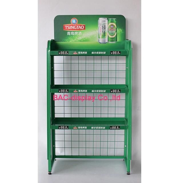 Supermarket Custom Floor Standing Metal Grid Shelf Store Food and Beverage Display Rack
