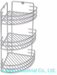 3 Tier Metal Bathroom Wire Organizer Shelf-Shower Caddy-Floor Stand Shower Rack Kfs60016