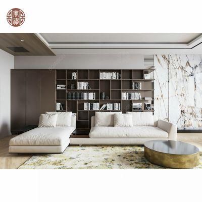 Modern L Shaped Sofa with Shelf Rack Fixing Background for Hotel Apartment