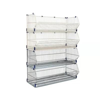 Stackable Metal Wire Dump Bin Basket Display Racks Storage Stack-Able Grid Tower Display Shelf for Supermarket Promotion Retail