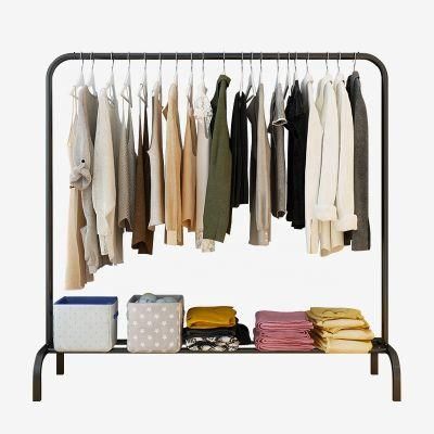 Clothes Drying Rack, Clothing Garment Rack, Clothes Stand Rack with Top Rod and Lower Storage Shelf