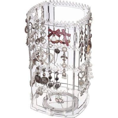Acrylic 360 Rotating Earring Display Stands and Jewelry Displays for Selling 156 Holes and 160 Grooves for Earring and Necklace Organizer