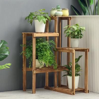 Flower Rack, Storage Rack, Balcony, Living Room, Green, Fleshy, Solid Wood Flower Pot Rack, Floor Type, Multi-Storey Indoor