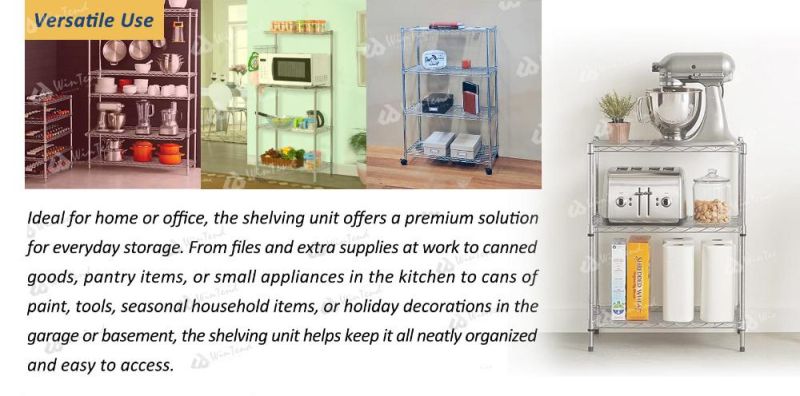 Hotel Kitchen Equipment 4 Tiers Wire Shelving Storage Rack