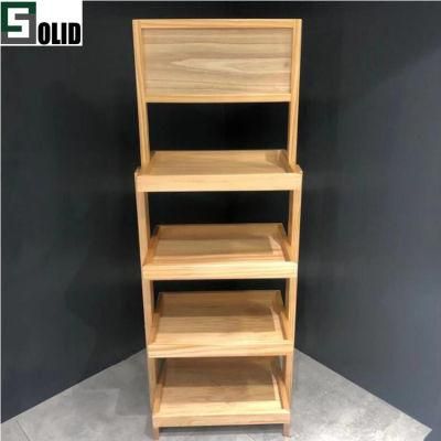 Retail POS Pop up Wooden Display Shelf Super Market Floor Display Rack for Drinks Cake Bread Snacks Water