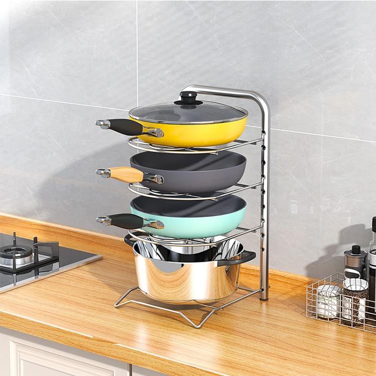 304 Stainless Steel Wok Rack with Multi-Layer Adjustable Wok Storage Rack Wok Placing Rack