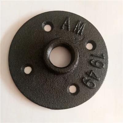1/2&quot; Floor Flange Retro Black Malleable Iron Wall Flange for Industrial Pipe Wall Shelf