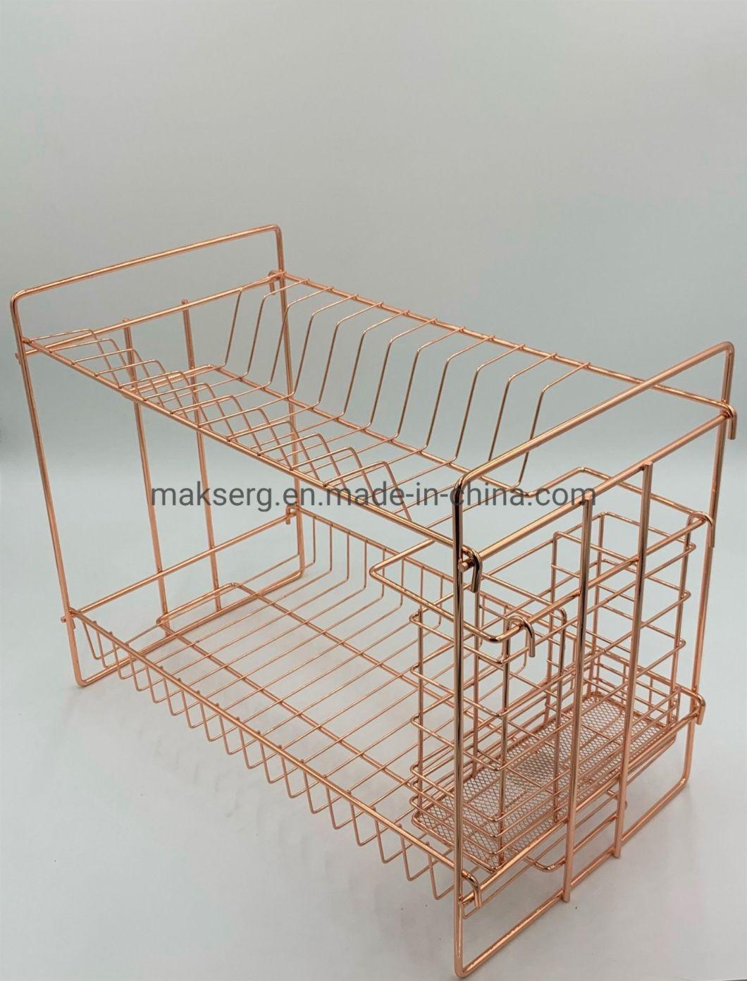 Golden Multi Layer Dish Rack/Storage Rack with Chopstick Holder