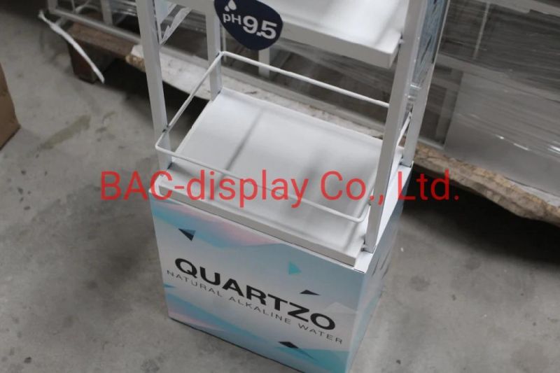 Water Bottle Metal Advertising Display Rack for Gas Station Salling