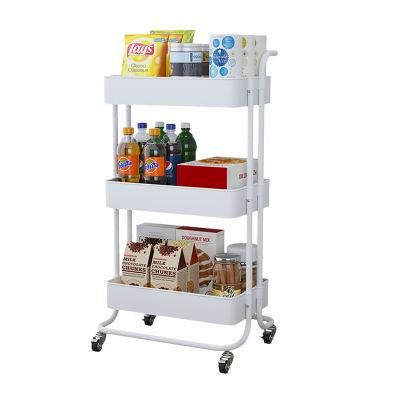 High Quality Three Metal Kitchen Moving Fruit and Vegetable Storage Rack with Wheels Storage Holders &amp; Racks for Kitchen Home Use Rack