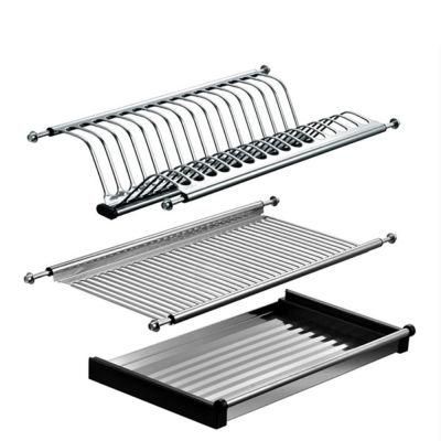 Built in Kitchen Cupboard Shelf Storage Organizer Dish Inox Drying Rack 2 Tier Stainless Steel Kitchen Wall Drying Rack